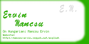 ervin mancsu business card